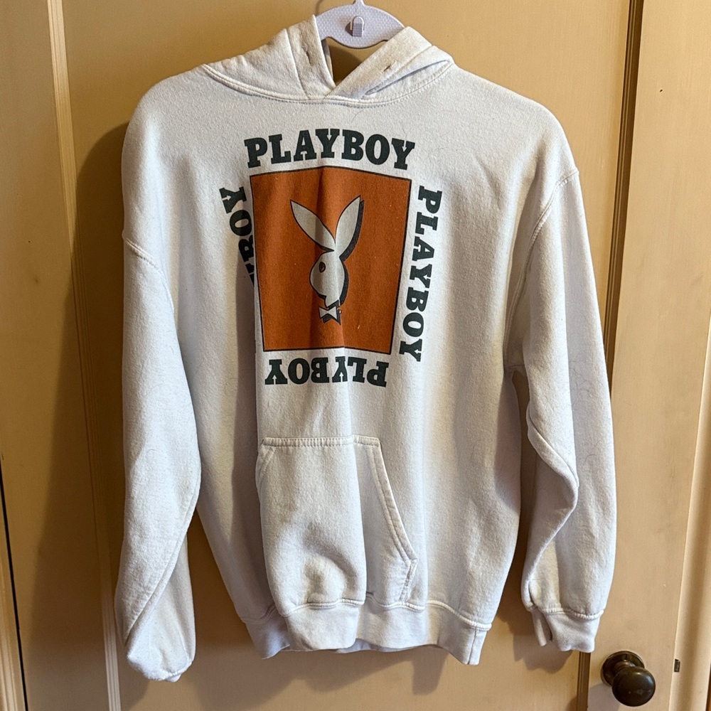 PLAYBOY White Hoodie with Iconic Logo